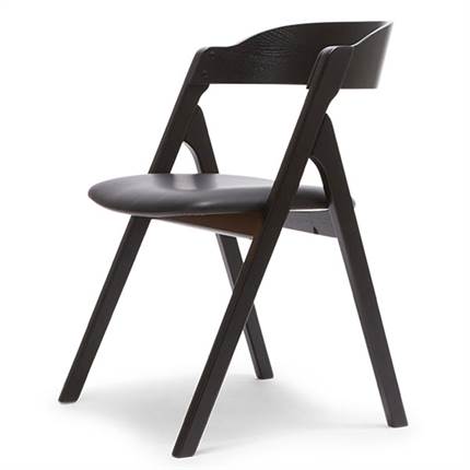 Wood Zone Dece spisebordsstol - massiv sortbejdset eg m. lædersæde